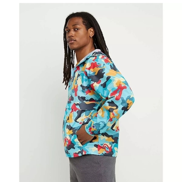 Champion Other - Champion Mens Camo Stadium Packable Rain Windbreaker Hooded Pullover Jacket Sz M